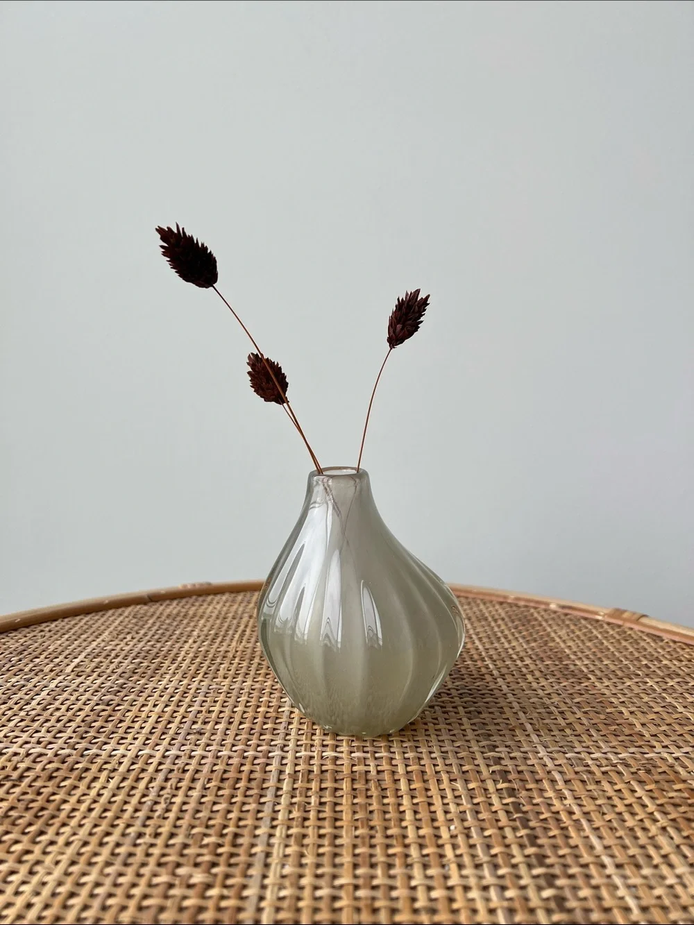 Neutral Blown Glass Vase Small Asymmetrical